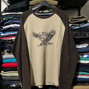 Tommy Hilfiger Brown and Cream Long Sleeve Tee